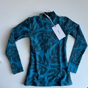 MIKOH MINI Kani Long Sleeve Rashguard w zipper in Island Abyss NWT